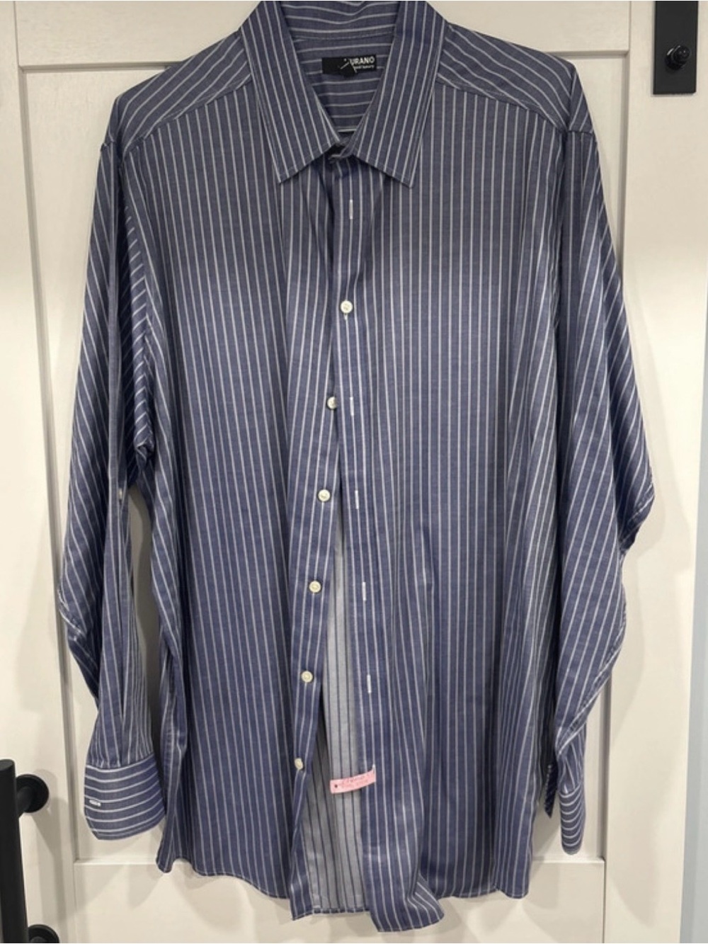 Murano Navy and White Pinstripe Men's Dress Shirt